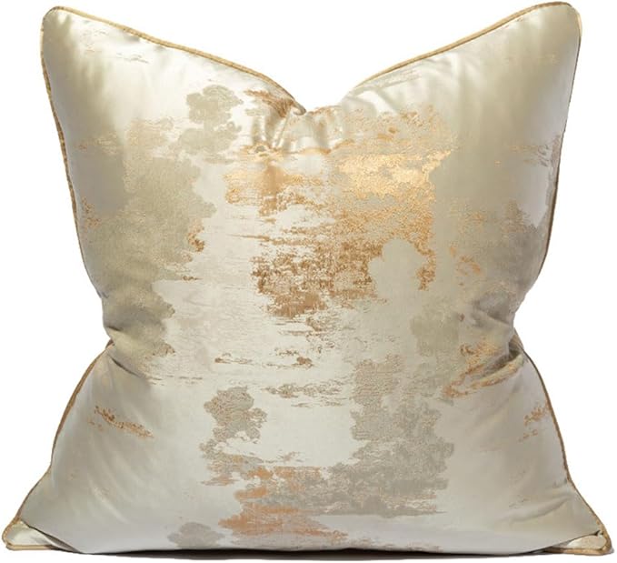 vctops Gold Decorative Luxurious Throw Pillow Covers Jacquard Square Cushion Cases Pillowcase for Bed Sofa Couch Chair Car Home Decor (Champagne,20"x20")