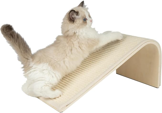 Best Pet Supplies Catify Cat Scratching Ramp - Beige | Heavy Duty Sisal, Support Natural Scratching, Non-Slip, Furniture Protector, Floor Carpet Scratcher, For Kittens and Cats