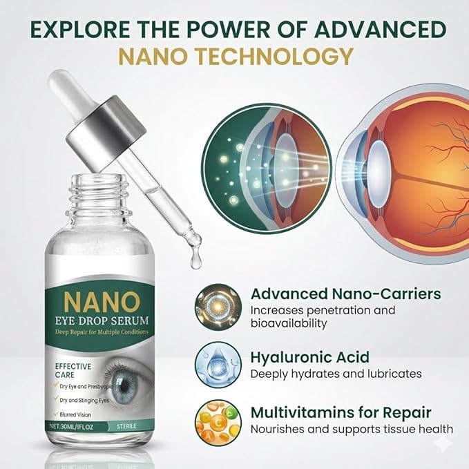 Optifusion Drops, Herbionyx Nano Drop Serum with Lutein Vitamin C & E, Mimics Natural Tear Film, for Long-Term Daily Use without Irritation