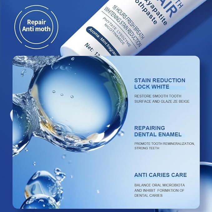7.5% Hydroxyapatite Toothpaste 2 Pack, Nano Hydroxyapatite Toothpaste Protects Enamel and Strengthens Teeth, Cleans and Cares for Oral Health, Promotes Freshens Breath,8.46oz