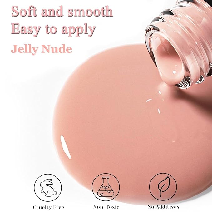 NovaCharm Sheer Nail Polish Nude - Fast Drying Neutral Nail Polish Quick Dry - Long lasting Jelly Nail Varnish High Coverage - Water Based Natural Nail Gel No Required UV/LED Lamp