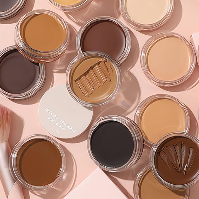 Kaely 2Pcs Cream Pot Concealer Full Coverage Makeup Set, Under Eye Brightener Color Correcting Concealer for Dark Circles, Waterproof Foundation Palette with Brush, Corrector de ojeras, 03+04