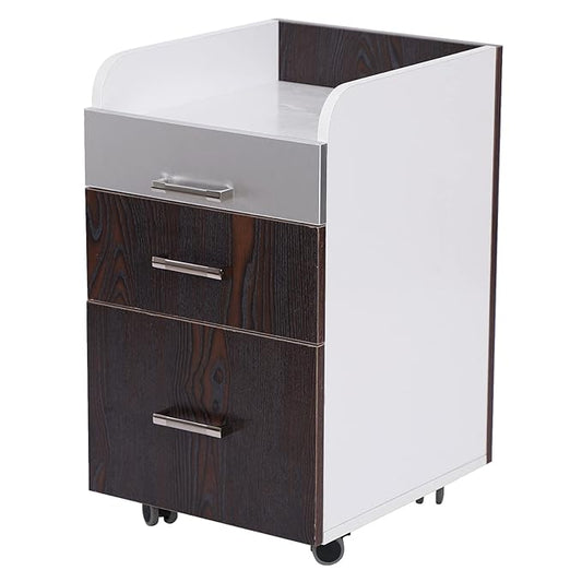 Milan Pedicure Trolley Pedi Rolling Cart Nail Salon Spa Storage Drawer, Dark Wood