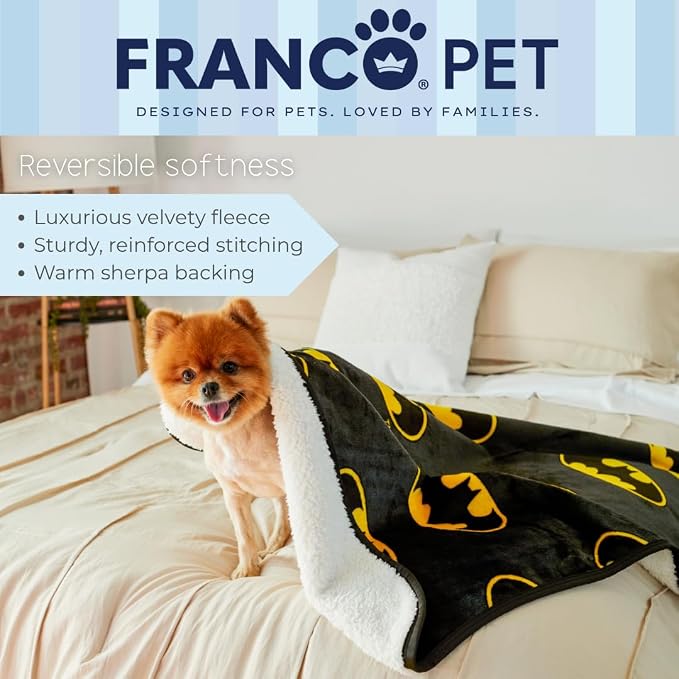 Batman DC Comics Waterproof Dog Bed Cover, Large 30x40 Pet Blanket for Furniture Bed Couch Sofa, (Officially Licensed) by Franco