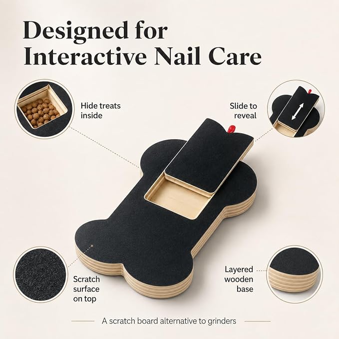 Dog Nail Scratch Board Scratcher Treat Dispenser Non-Slip Nail File Board