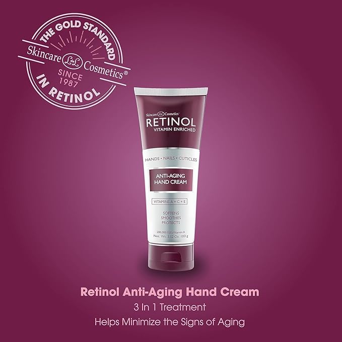 Retinol Anti-Aging Hand Cream – The Original Retinol Brand For Younger Looking Hands –Rich, Velvety Conditions & Protects Skin, Nails & Cuticles – Vitamin A Minimizes Age’s Effect on Skin