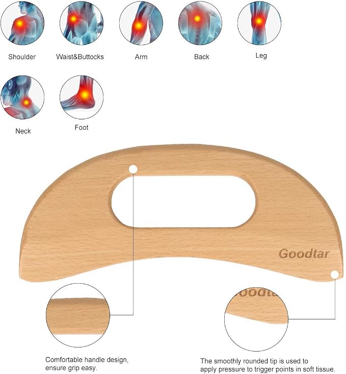 Wooden Cellulite Massager, Body Guasha Tool Wooden Guasha Tool for Body Guasha Wood Stick Massage Tool Lymphatic Drainage Body Muscle Relaxing- Wood Therapy Release Back Legs Shoulder Pain