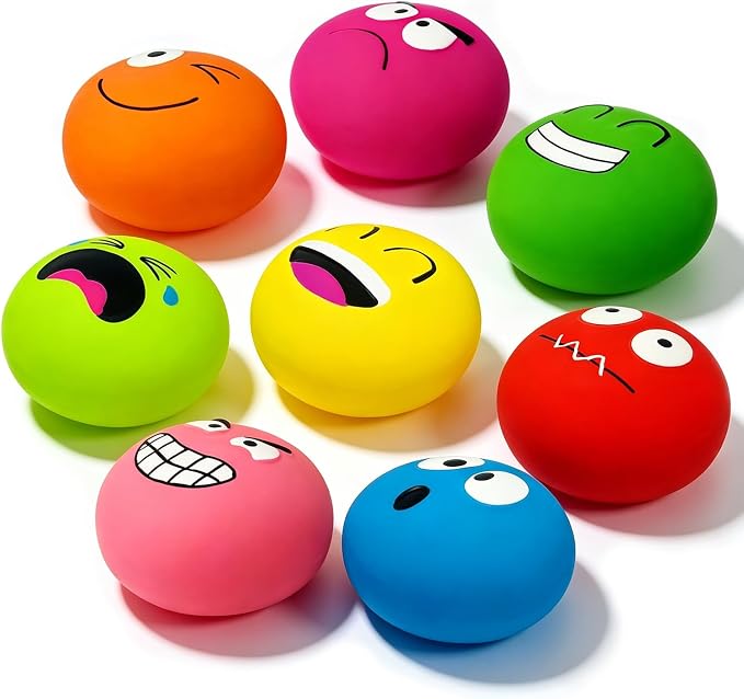 Latex Squeaky Dog Toys for Small Dogs & Tiny Breeds, 2.2" Flat Ball