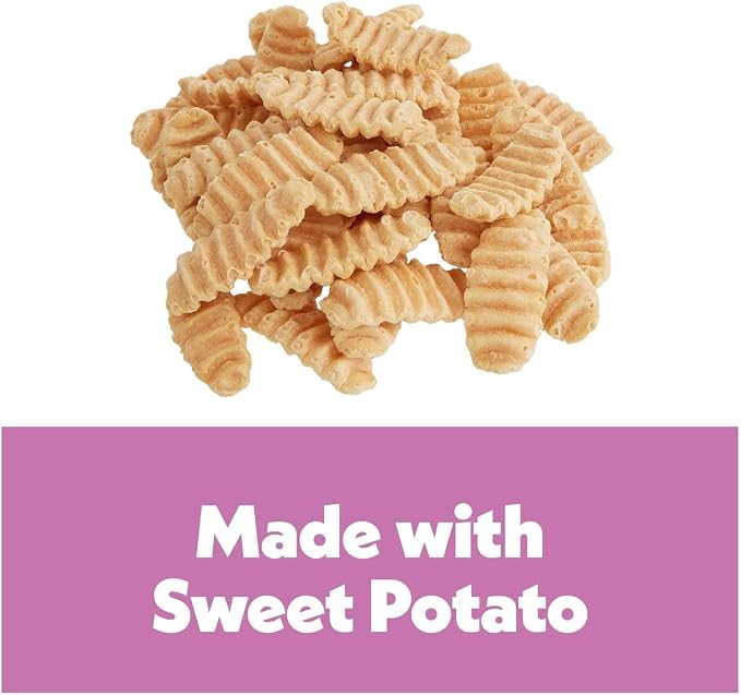 Wiggles & Wags Crinkle Cuts Sweet Potato Dog Treats, 11 oz, with Bone-Shaped Waste Bag Dispenser