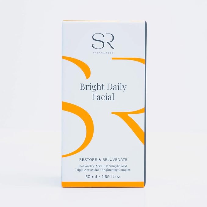 Sienna Rose Bright Daily Facial, Restore & Rejuvenate, 10% Azelaic Acid, | 1% Salicylic Acid, 50 ml / 1.69 fl oz