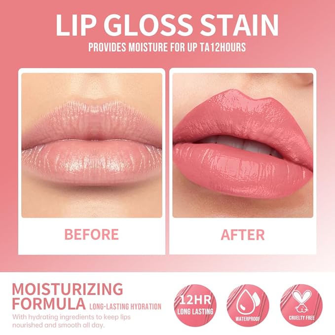 12 Colors Lip Gloss Set, High-Shine Waterproof Collection, Long Lasting Moisturizing Formula with Mirror Finish, Adult (1#, 1 Count (Pack of 1))