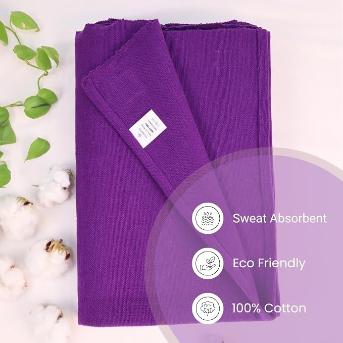 Yogikuti Iyengar Cotton Yoga Blanket Set of One – Thick Handwoven Yoga Blankets for Restorative Yoga, Meditation & Pranayama – Premium Cotton Yoga Blanket for Support & Comfort in Pranayama (Purple)