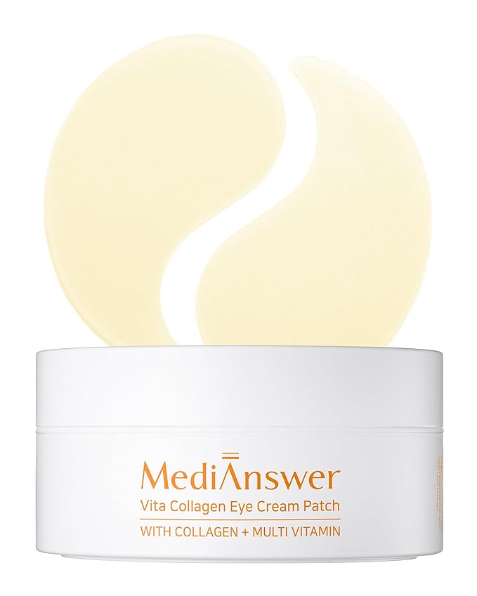 Korean Under Eye Patches for Dark Circles & Puffiness – Vita 500Da Fabric-Free Collagen Gel, 83% French Collagen + Niacinamide & Peptides, Cooling Depuffing, Turns Clear, 60 Patches