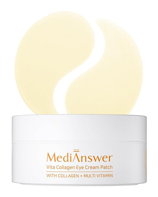Korean Under Eye Patches for Dark Circles & Puffiness – Vita 500Da Fabric-Free Collagen Gel, 83% French Collagen + Niacinamide & Peptides, Cooling Depuffing, Turns Clear, 60 Patches