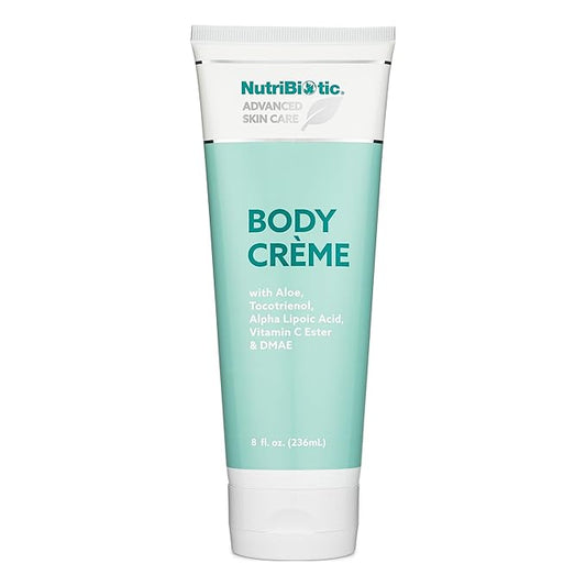 NutriBiotic – Advanced Skin Care Body Crème, 8 Fl Oz - with GSE, Aloe, Tocotrienols, DMAE, Vitamin C Ester & Alpha Lipoic Acid - Nourishing for Soft & Silky Skin - Vegetarian & Paraben-Free
