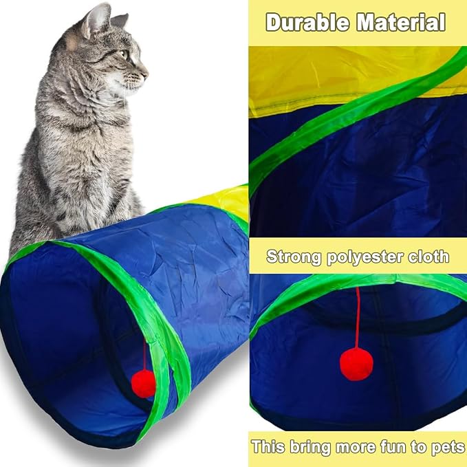 Cat Tunnel Tube Toys，Tunnels for Indoor Cats, 2 Way Foldable