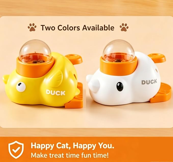 Fuzzibud Cat Toy Feeder,Interactive Cat Dog Feeder with 3 Lids, Press Type Treat Dispenser with Transparent Window,Slow Feeder for Kibble and Treats (Yellow)