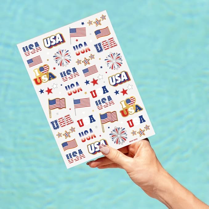 xo, Fetti Fourth of July Decorations Tattoos - 70 styles | Red White and Blue Party Supplies, 4th of July, USA Flag, Memorial Day