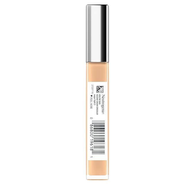 Neutrogena Healthy Skin Radiant Brightening Cream Concealer with Peptides & Vitamin E Antioxidant,Lightweight Perfecting Concealer Cream,Non-Comedogenic,Sugar Light 03 with warm undertones,0.24 oz