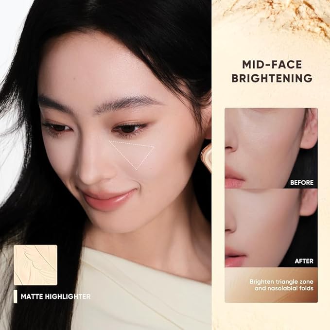 JUDYDOLL Highlight & Contour Palette, All-in-One Matte Highlighter Contour Compact with Under-eye Concealer, Natual Finish, Blendable Face Makeup for All Skin Tones (05 Feather Glow Palette)