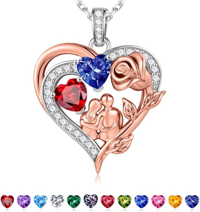 Iefil Valentines Day Gifts for Her - 925 Sterling Silver Birthstone Necklace for Women, Anniversary Birthday Gifts for Wife Girlfriend Mom