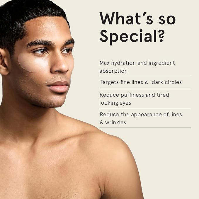 BRO MASK Under Eye Patches for Men Skin Care | Cooling Eye Masks for Dark Circles and Puffiness, Anti Aging Hydrogel Pads with Bakuchiol, Caffeine & Niacinamide, Eye Bags Treatment for Men (6 Pairs)