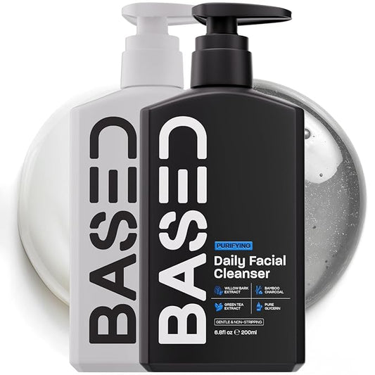 BASED Daily Skincare Duo | Purifying Face Wash + Restoring Moisturizer | Built For All Skin Types | High-Performance Ingredients | Hormone Safe - No Endocrine Disruptors