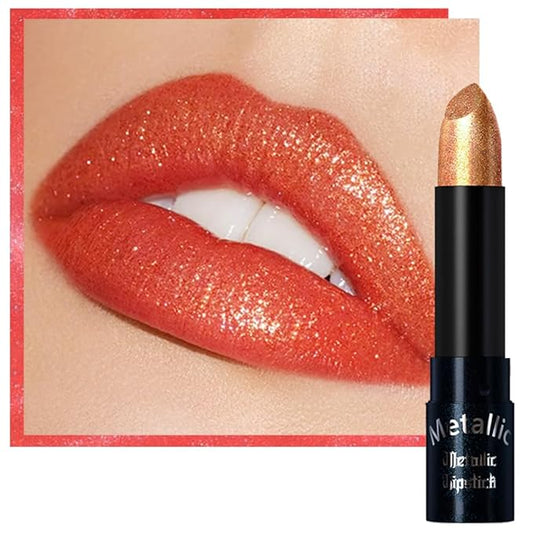 Kaely Glitter Metallic Lipstick, Shimmer Metallic Lipsticks for Women, High Pigmented Lip Gloss Long Lasting Waterproof Smudge Proof 24 Hour, Halloween Makeup, Vegan & Cruelty-Free, 08