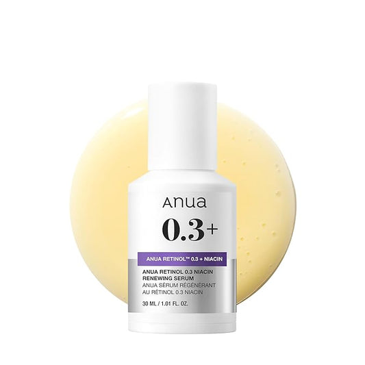 Anua Retinol Serum for Anti-Aging, Textured skin | 0.3% Retinol, 5% Niacinamide, 20+Soothing Ingredients Gentle for Beginner (30ml /1.01 fl.oz.)