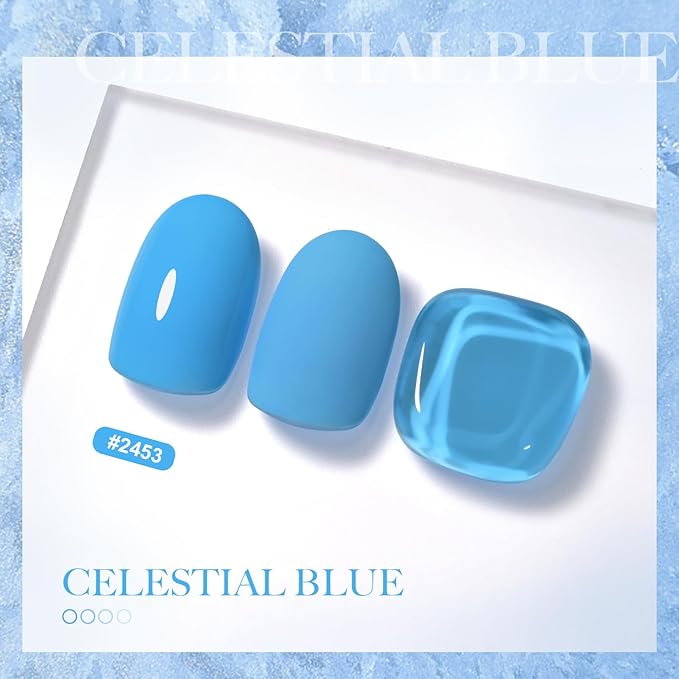 GAOY Blue Gel Nail Polish, 16ml Soak Off Gel Polish, UV Light Cure for Nail Art DIY Manicure at Home, 2453 Celestial Blue