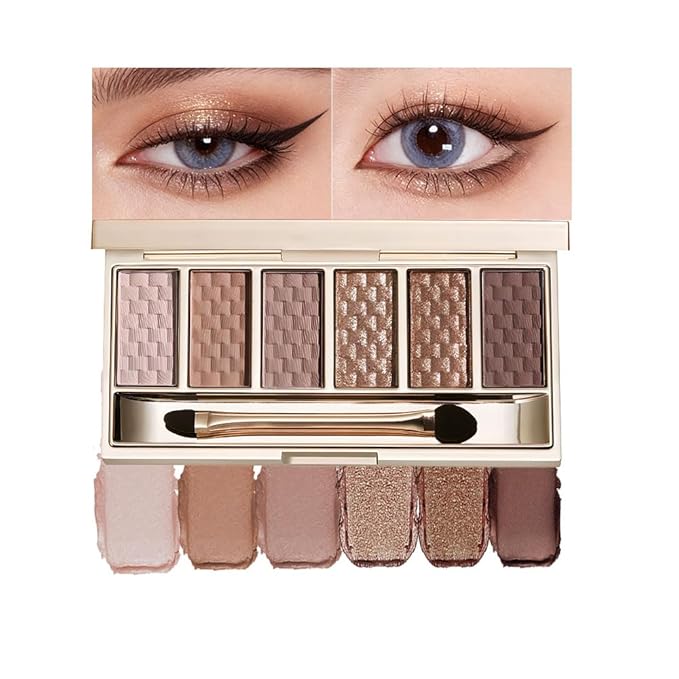 Neutral Nude Brown Eyeshadow Palette–6Matte&Shimmer Shades, Blendable Long-Lasting Eye Shadow Kit for Natural Everyday Makeup, Soft Glam Looks&Mature Eyes, Smooth Formula, Valentine’s Day Gift for Her