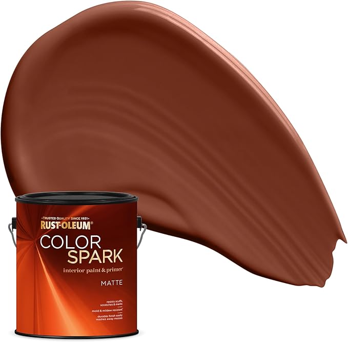Rust-Oleum Color Spark Interior Paint and Primer in One, Matte, Red Rocks, 1 Gallon