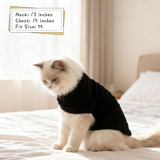 Cat Sweater Warm Fleece Pet Clothes for Cats Only | Soft Cat Vest Puppy Hoodie Coat, Fall Cold Winter Sweatshirt Pullover Clothing also for Small Dogs, Black M