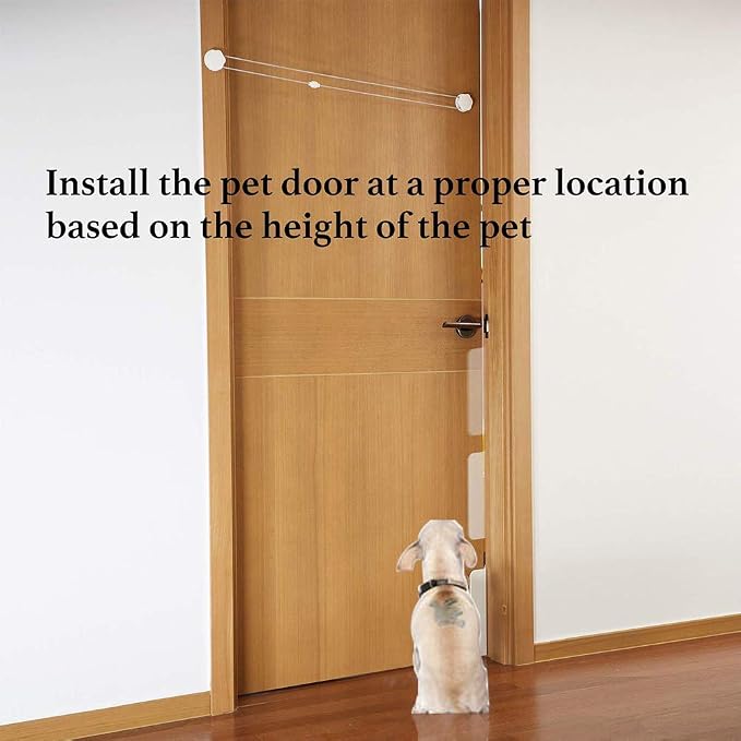 Automatic Pets Door Opener, Automotive Pet Dog Door Private Access Door, Cat Private Handle Pet Door, for Training Pets Dogs Cats Free-Access Entry Exit Room Toilet(White)