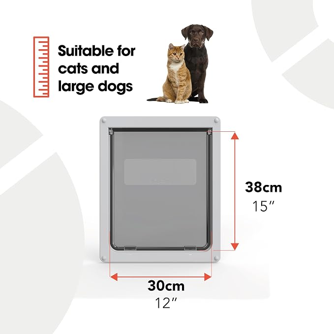 Dog Mate Large Dog Door for Large Dogs, Robust Locking Panel, White