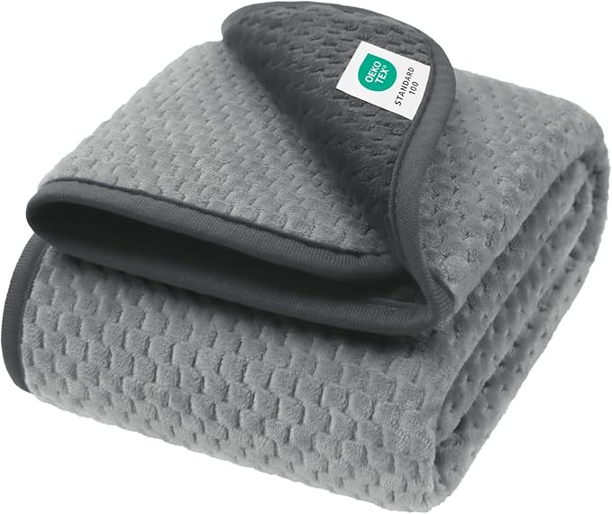 Luciphia Waterproof Blanket for Dog, Washable Reversible Fleece Pet Throw | Durable protector for bed, couch, crate, and furniture; leakproof and calming for dogs, cats, puppies Gray S(40''x28'')