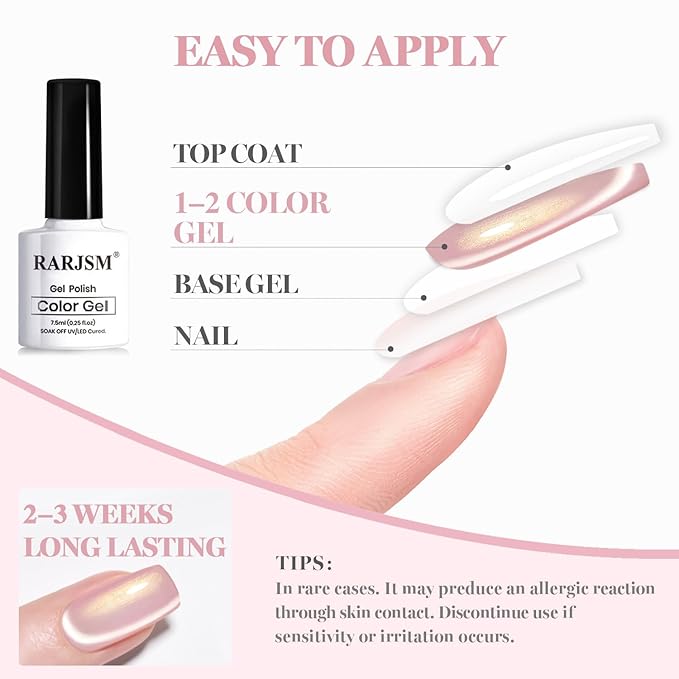 RARJSM Ceramic Moonlight Cat Eye Gel Nail Polish Set 6pcs Velvet Silver Shimmer Nude Pink Light Purple White Blue Glitter Sparkle Bright Pearl Shell Effect with Magnet Stick Curing Requires Home Salon