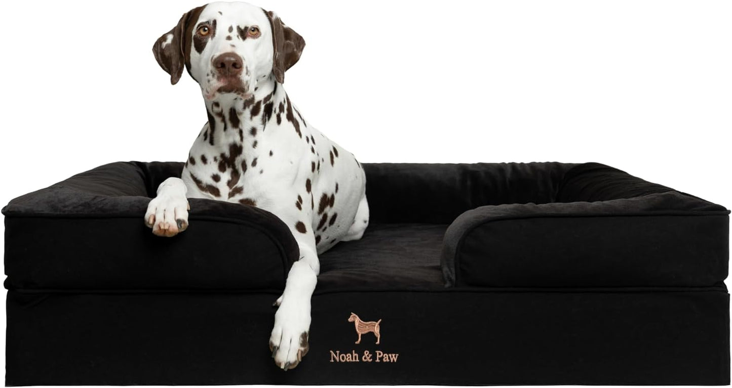 NOAH & PAW XL Dog Bed, 45x35x11 Inch, Orthopedic Large Dog Beds, Eggshell Memory Foam Infused with Cooling Gel, Inner Cover, Water Resistant, Machine Washable (Denim Sofa Collection)