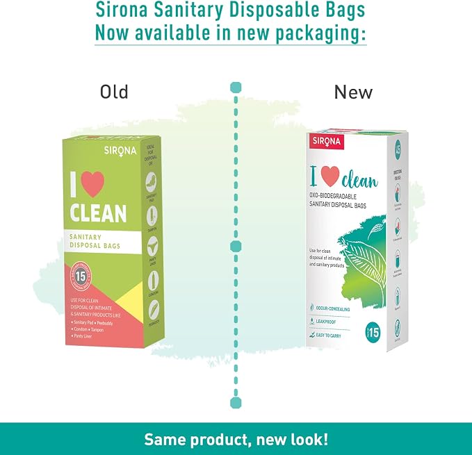 Sirona Personal Disposal Bags – 30 Bags for Discreet Tampons, Sanitary Pads/Napkin, Panty Liners, Tampons & Condoms | Menstrual Care and Hygiene Products