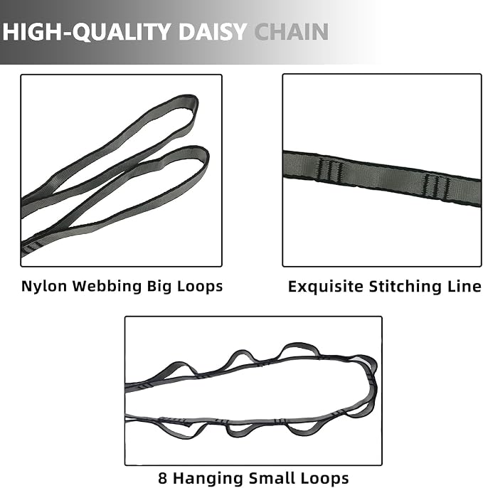 PRIOR FITNESS Yoga Straps Aerial Hammock Accessory Set, 2pcs Carabiner + 2pcs Daisy Chain r, Aerial Silk Hardware with Carabiner Daisy Chain for Yoga Swing Pilates