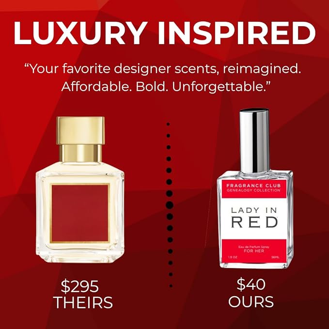Lady In Red Women’s EDP 1.9 oz – Sensual, Elegant Luxury Inspired Fragrance – Long-Lasting Jasmine, Rose & Amber Notes – Perfect for Evening, Work, or Gifts