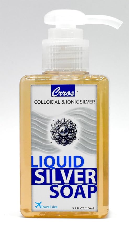 colloidal silver soap natural glycerin soap liquid skin cleanser for hands face body wash extra strenght sulfate SLS SLES parabens phthalates free soft fresh scent nanosilver gel with pump