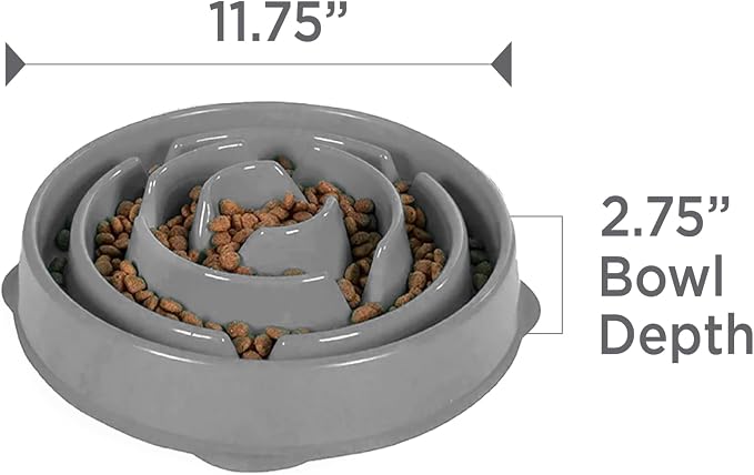 Outward Hound Fun Feeder Slo Bowl Dog Slow Feeder, Drop, Gray, 11.8"
