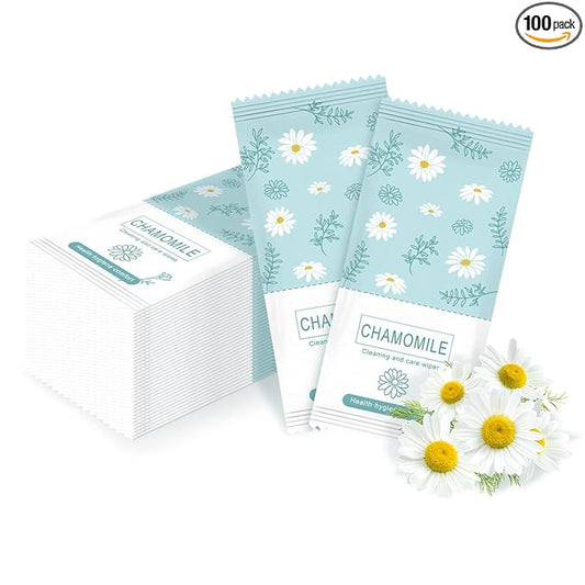 Travel Feminine Hygiene Wipes,50 Pack Feminine Wipes Individually Wrapped,pH-Balanced,Chamomile Extract,Portable,Larger Hygiene Wipes For Women To Give Friends Homeless People