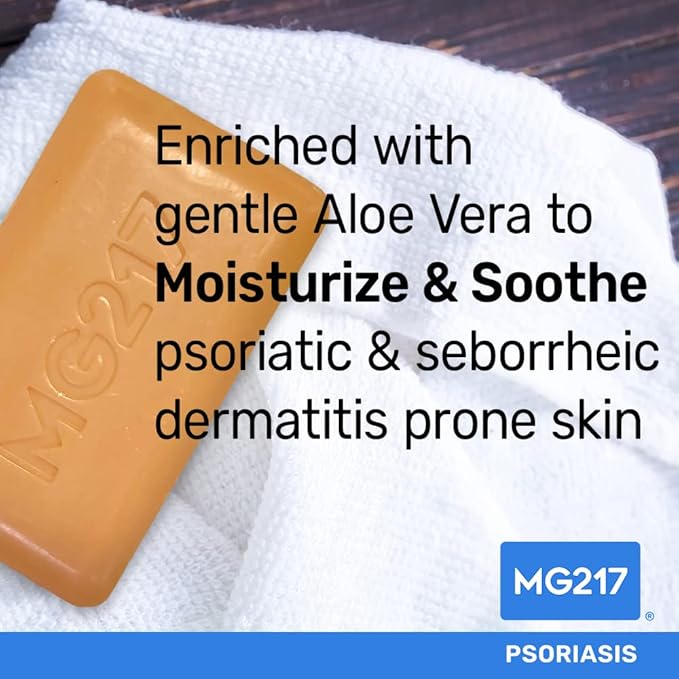 MG217 Psoriasis Dead Sea Exfoliating Bar Soap, Smooth & Soothe with Natural Exfoliating Agents, Aloe Vera, Papaya and Pineapple extract for Psoriasis Skincare, 5oz