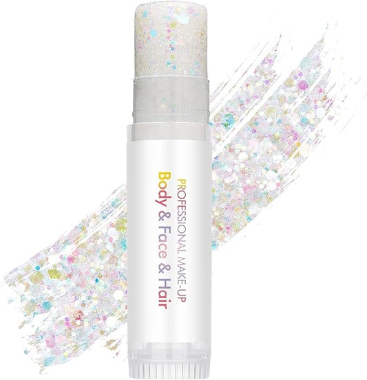 Rainbow Hair Glitter Stick, Perfect Sparkling Theme Day Neon Outfit Singer Concert Music Rave Festival Party Accessories Face and Body Glitter Makeup.