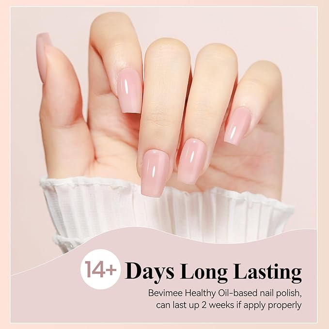 Nude Nail Polish Set: Quick Dry Pink Nail Lacquer Non Gel Regular Sheer Colors White Light Pink Natural Fingerpolish Fast Drying DIY Gift for Women, 6 Colors 8lm/0.27fl.oz