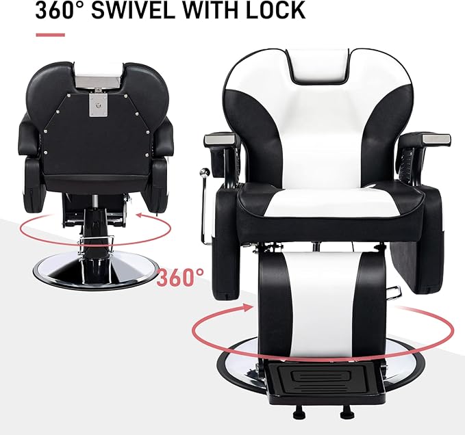 OmySalon Classic Barber Chair Reclining Hair Salon Stylist Chair All Purpose, Heavy Duty Hydraulic Pump, Adjustable Headrest, Tattoo Barbershop Beauty Spa Equipment