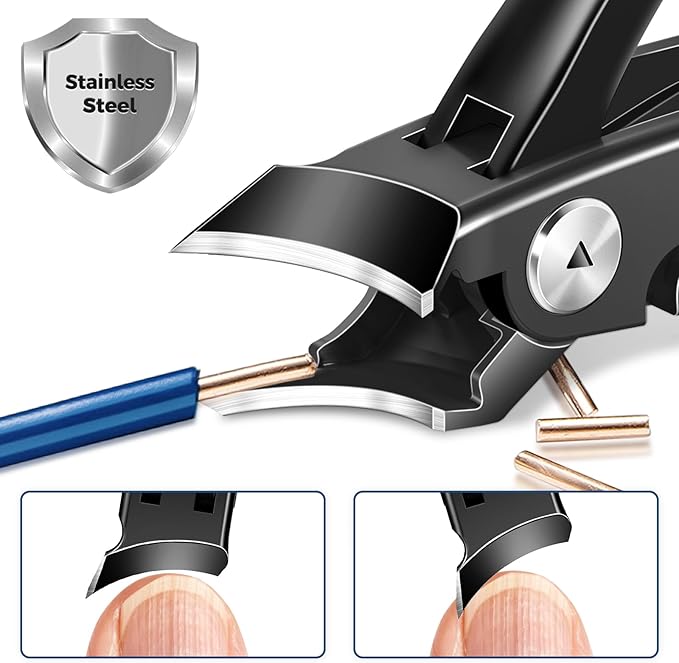 Ingrown Toenail Clippers - Slanted Nail Clippers for Men Thick Ingrown Nails with Wide Jaw, Heavy Duty Ultra Sharp German Nail Clippers with Long Handle