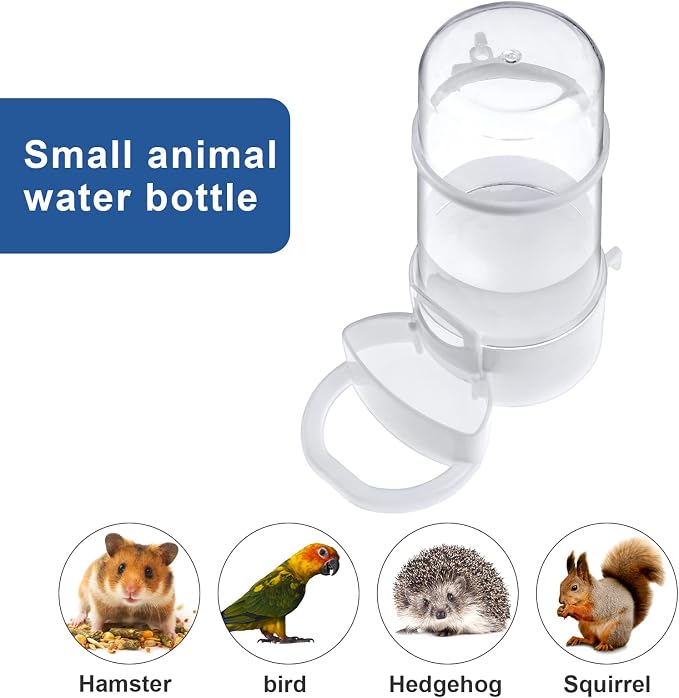 2 Packs Pet Feeder and Waterer, Self Dispensing Automatic Hamster Feeder, Food and Water Dispenser Set,Small Animal Dog Cat Pet Food Bowl, for Dogs Cats Pets Animals, 16x14cm, Blue (Clean)